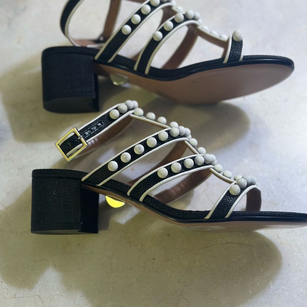Stylish Black & White Sandals w/ White Studs (Samuele Failli: Italian Designer)